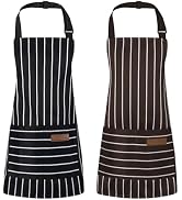 XLSXEXCL 2 Pack Stripes Kids Apron, Kids Cooking Aprons with 2 Pockets, Cute Aprons for Cooking f...