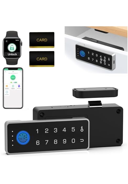 Smart Cabinet Lock with Fingerprint, APP, Code RFID, Replaces Keyed Lock | Fits existing hole, an...