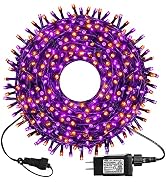 kemooie 300 LED Orange&Purple Halloween Lights, 99FT Connectable 8 Lighting Modes with Memory Fun...