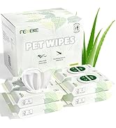 FEMEKE 400 Count Unscented Dog & Cat Wipes (8x50 Packs) | Hypoallergenic, pH Balanced for Paws, B...