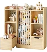 Toy Storage Organizer with Stuffed Animal Storage, Solid Pine Wooden Toy Organizer & Stuffed Anim...