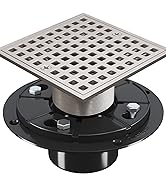 Yaseingoo 4 Inch Shower Floor Drain with Flange Square Shower Drain with Hair Strainer