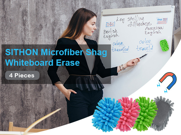 4 Pieces Magnetic Microfiber Shag Whiteboard Eraser