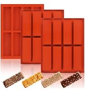 Wilewir 3Pcs Silicone Granola Bar Mold, 8-Cavity Rectangle Protein Bar Mold Silicone Baking Molds...