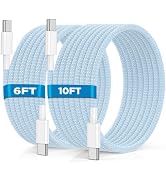 USB C to USB C Cable 6FT+10FT 2Pack 60W iPhone 17 16 15 Charger Cord Long Type C to C Cable Fast ...