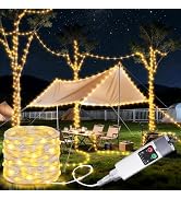Joomer Camping String Lights, Camping Essentials Gear 66FT 200LED Rechargeable Lights Waterproof,...