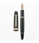 Yongsheng Junlai 630 Acrylic Fountain Pen, Size 8 Medium Nib with Piston Filling System, Piano Bl...