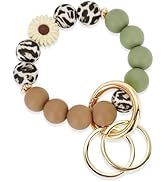 WEESMILE Silicone Key Ring Bracelet, Cute Keychain Wristlet with 2 Key Rings, Elastic Car Key Hol...