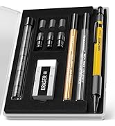 Four Candies 1.3mm Mechanical Pencil Set with Case, Metal Heavy Duty Outdoor Carpenter Pencil wit...