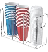 WINFFOR Disposable Cup Organizer Dispenser - 3 Compartments Clear Acrylic Cup and Lid Holder with...