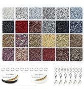 Ybxjges 19200Pcs Glass Seed Beads 2mm 12/0 Small Craft Beads with Jump Rings Lobster Clasp Crimp ...