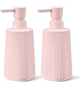 zuxzmj Pink 2 Pack Hand Soap Dispensers with No Rust Pump for Bathroom Kitchen or Vanity Countert...