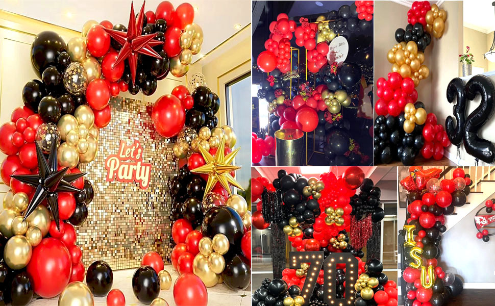 red black and gold balloons red black and gold party balloons black and red latex balloons