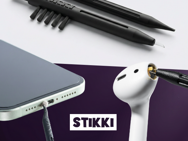 stikki comes with tools for cleaning charging ports like usbc and lightning