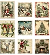 Ozepao Vintage Christmas Themed Sticker Labels - 36 Pack - 9 Unique Designs - Ideal for Winter Ho...