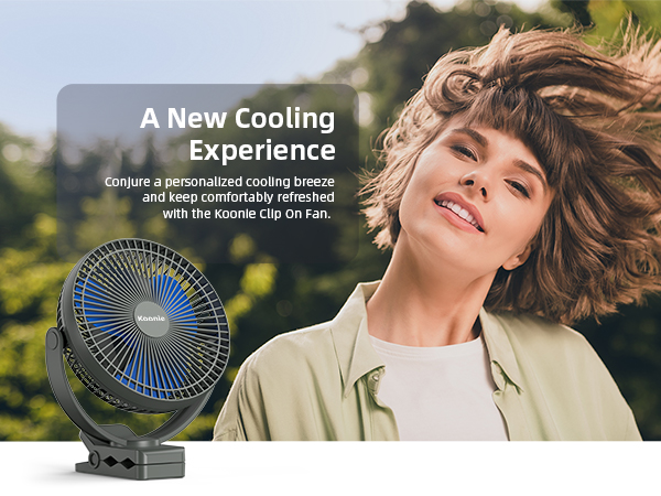 Koonie 10000mAh Rechargeable Portable, 8-Inch Battery Operated Clip on Fan