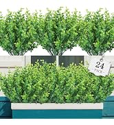 AGIRL 24 Bundles Fake Plants Greenery Stems,Artificial Plants for Outdoor,No Fade Faux Plastic Pl...