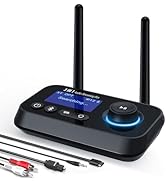 Ainostone Bluetooth Transmitter Receiver 3-in-1 Bluetooth 5.3 Audio Adapter for 2 Headphones with...