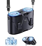 KIMMOO Dual-Motor Rechargeable Waist Fan with Ice Cooling, 25000 RPM High-Speed Neck Belt Clip-on...