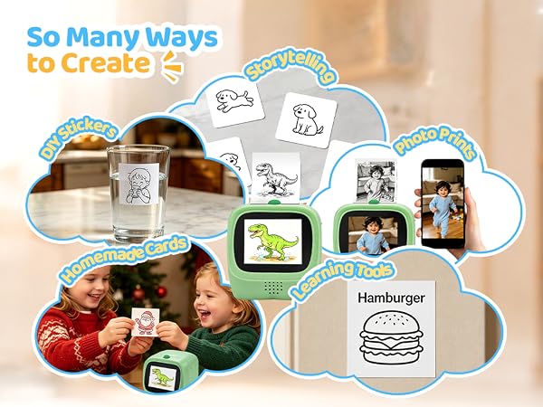 so many ways to create:DIY srickers, Storytelling, Homemade, Learning tools, Photo prints