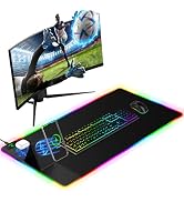 Mouse Pad with Wireless Charger Foldable Phone Holder, XXL RGB Gaming Mousepad 31.5"x15.8" Large ...