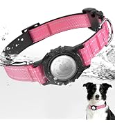 AirTag Dog Collar, IP68 Waterproof Air Tag Dog Collar Holder (HotPink, M) | Air Tag Dog Collars R...