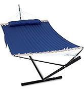 GAFETE 2 Person Hammock with Stand for Outside, Heavy Duty Steel Stand, Double 55inch Hammocks, L...