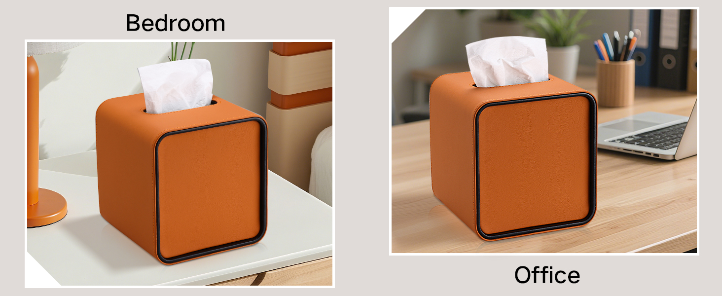 cube kleenex tissue box cover orange