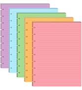 9-Disc Discbound 5 Colorful Line Paper Pre-punched Happy Planners Inserts, 100Sheets/200Pages Cla...