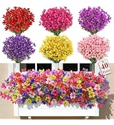 SHareconn 40 Bundles Artificial Flowers Outdoors Decoration, Fake Silk mums Eucalyptus Realistic ...