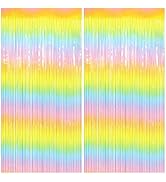Easter Decorations Thicken Pastel Rainbow Streamers, 2 Pack 3.2 x 8.2 FT Pastel Birthday Decrorat...