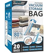 20 Pack Vacuum Storage Bags, Space Saver Bags (4 Jumbo/4 Large/4 Medium/4 Small/4 Roll) Compressi...