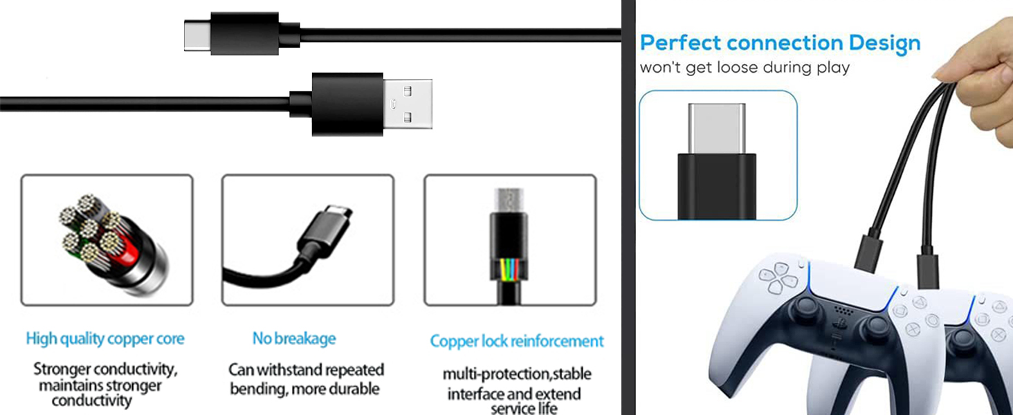 USB C Charger Charging Cable Cord for Xbox Series S/X and Xbox Elite Wireless Controller Series 2