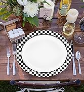 Checkered Flag Oval Paper Plates Black and White Checkered flag oval race car oval dinner plates