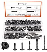 weideer 115pcs #8 Self Drilling Screws Self Tapping Tek Screws Assortment Kit Black Oxide Truss H...