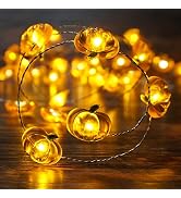 BOHON Pumpkin String Lights 10ft 40 LEDs Halloween Lights Battery Powered with Remote & Timer Dec...