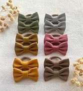 Cherssy 2" Baby Hair Ties with Linen Bows, 28 Pcs Neutral Hair Bow Elastic Nylon Hair Bands for T...