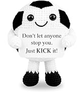 Crochet Soccer Ball Gift for Coach Dad Men Boys, Handmade Positive Plush with Encouragement Card,...
