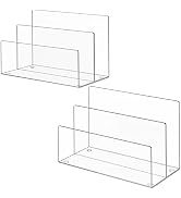 KTRIO 2 Pack Acrylic File Holder 2 Sections File Organizer for Desk, Clear Desk Organizer File So...
