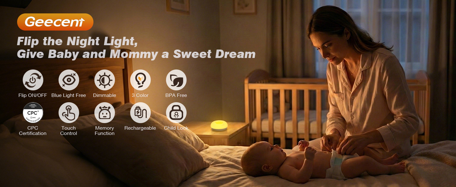 Geecent Flip Night Light, give baby and mommy a sweet dream