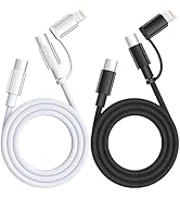 60W Max 2 in 1 USB C to USB C/Lightning Cable, 2Pack 4FT Fast Charging Type C Cable, Multi Chargi...