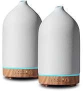 Gooamp 200ML Ceramic Essential Oil Diffuser for Home (2 Pack) - Ultrasonic Aromatherapy Diffuser ...