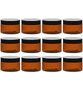 TUZAZO 4 Oz Amber Plastic Cosmetic Jars Leak Proof Small Container with lids for Cream, Lotion, P...