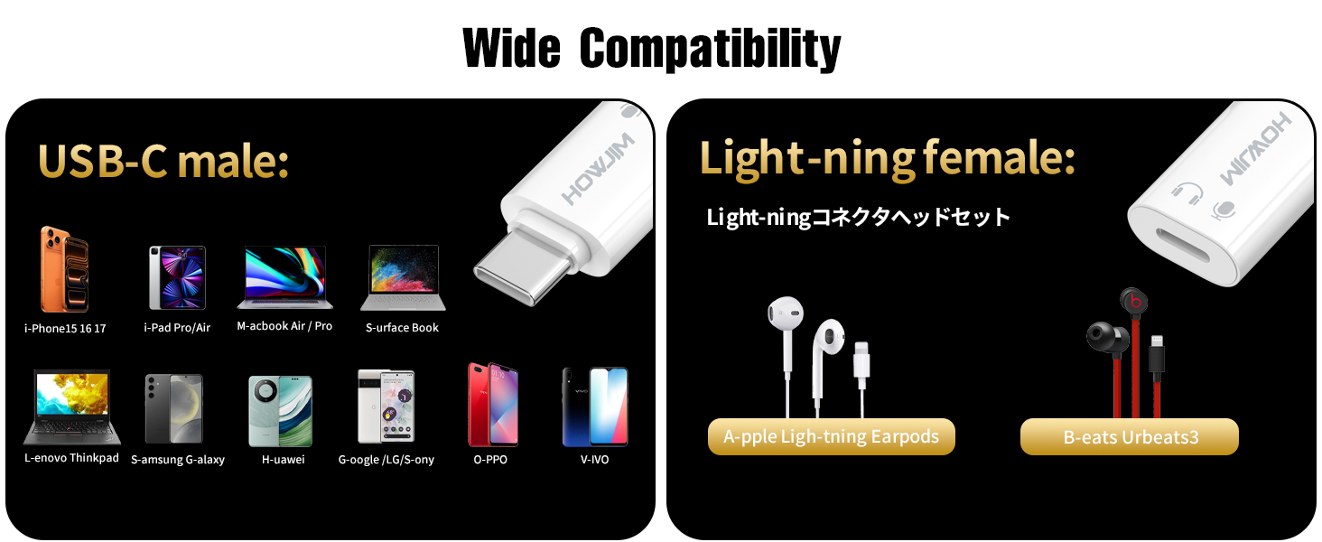 lighting to usb c adaptor for headphone