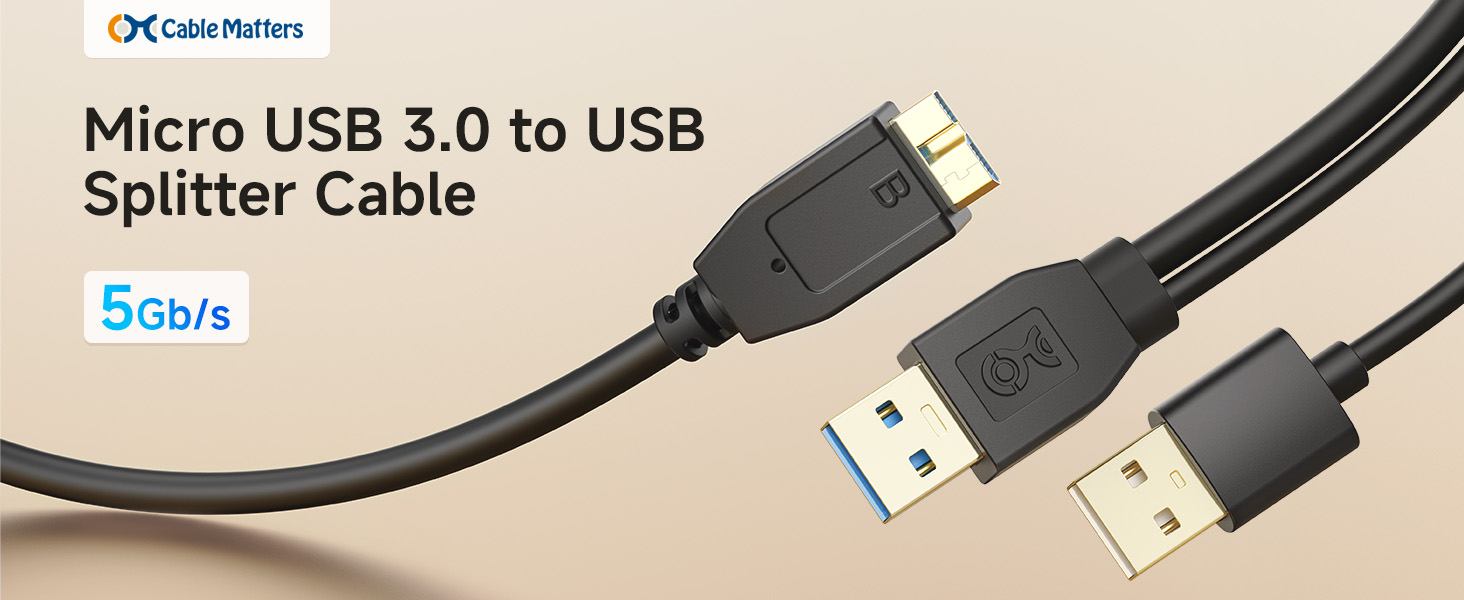 Micro USB 3.0 to USB Splitter Cable