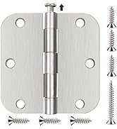 Door Hinge 3 1/2" 18 Pack Rounded Door Hinges Satin/Brushed Nickel 3.5"x 3.5 Inch Hinges for Door...