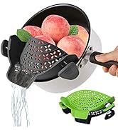 YEVIOR Clip on Strainer for Pots Pan Pasta Strainer, Silicone Food Strainer Hands-Free Pan Strain...