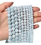 About 45pcs 8mm Natural Stone Beads Aquamarine Beads Crystal Gemstone for Jewelry Making, DIY Bra...