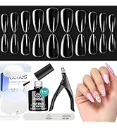 Beetles Gel Nail Kit Almond Nail Tips Easy Nail Extension Set 5 In 1 Nail Glue Gel with Pre shape...