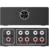 LVY Stereo Audio Selector, 4 Way Bi-Directional L / R Stereo Audio Switcher Splitter Box Suitable...